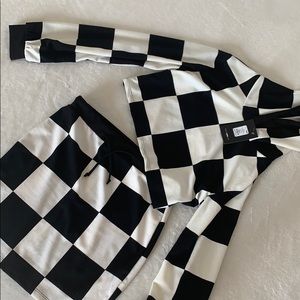 Checkered Skirt and Sweater Set
